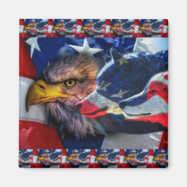 Flagga Patriotic Örn Varg Magnet (Framsidan)