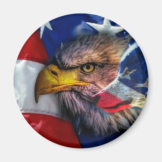 Flagga Patriotic Örn Varg Magnet (Framsidan)