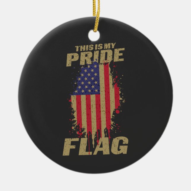 FLAGGA Patriotic Pride USA 4 juli Julgransprydnad Keramik (Framsidan)