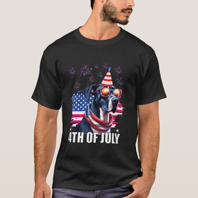 Flagga Patriotic Underbar i great dane, 4 juli T Shirt (Framsida)