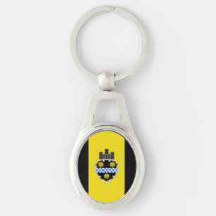 Flagga Pittsburgh, Pennsylvania Keychain Ovalt Silverfärgad Nyckelring