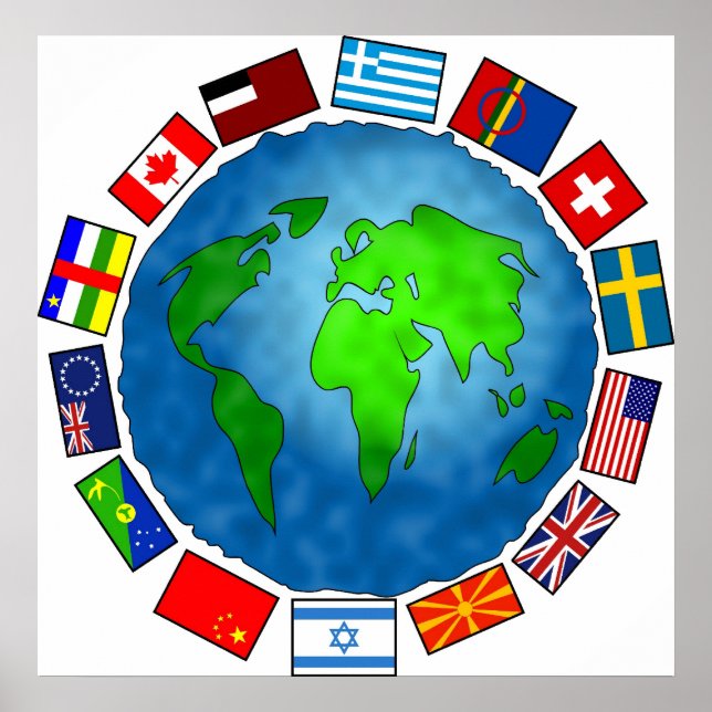 Flagga Planet Poster (Framsidan)