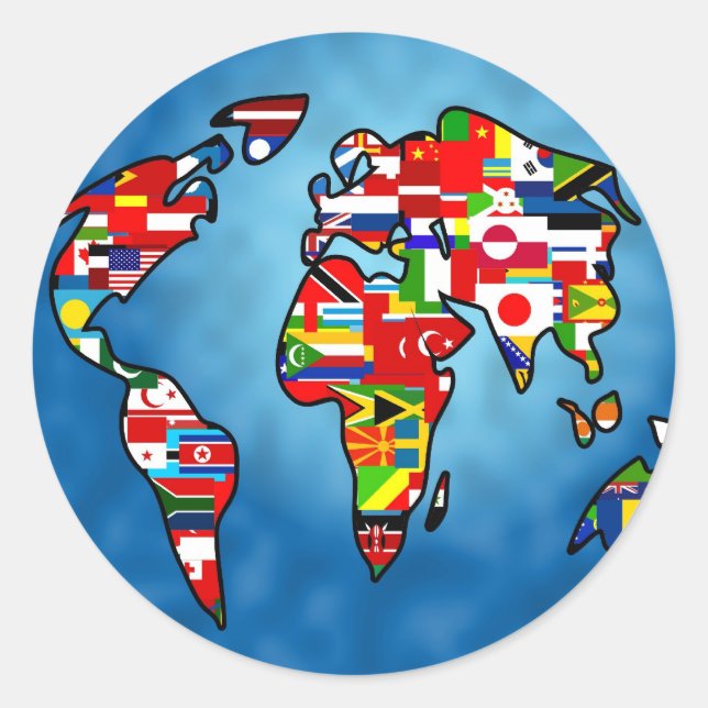 Flagga Planet Runt Klistermärke (Framsida)