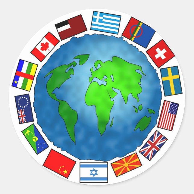 Flagga Planet Runt Klistermärke (Framsida)