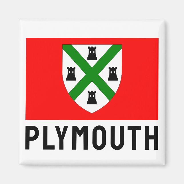 Flagga Plymouth (England) Magnet (Framsidan)