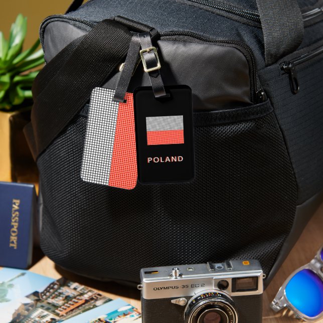 Flagga Polen Bagageetikett Bagagebricka (Fram & Baksida)