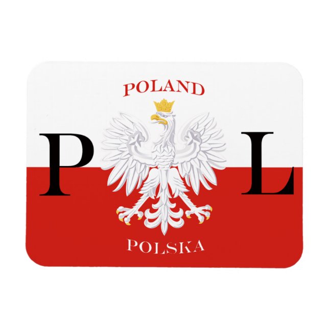 Flagga Polen Polska Premium Flex Magnet (Horisontell)