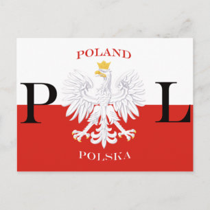 Flagga Polen Polska White Eagle Vykort