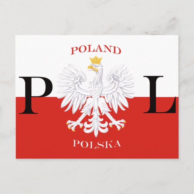 Flagga Polen Polska White Eagle Vykort (Framsida)