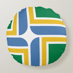 Flagga Portland, Oregon Round Pillow Rund Kudde