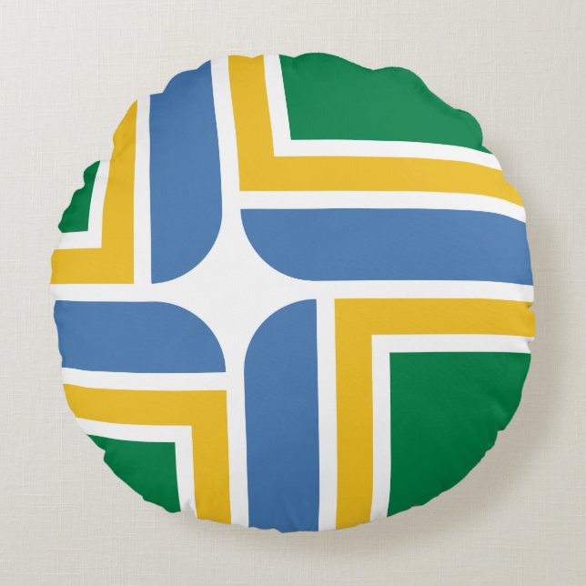 Flagga Portland, Oregon Round Pillow Rund Kudde (Framsidan)