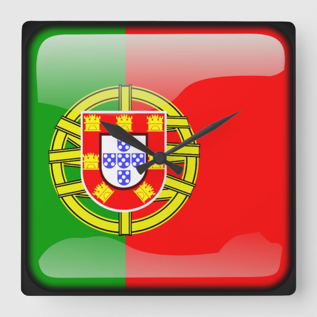 Flagga Portugal Fyrkantig Klocka (Framsida)