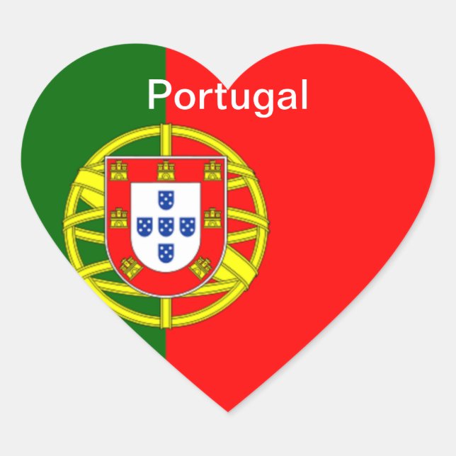 Flagga Portugal Hjärtformat Klistermärke (Framsida)