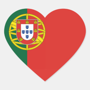 Flagga Portugal Hjärtformat Klistermärke