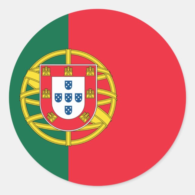 Flagga Portugal Runt Klistermärke (Framsida)
