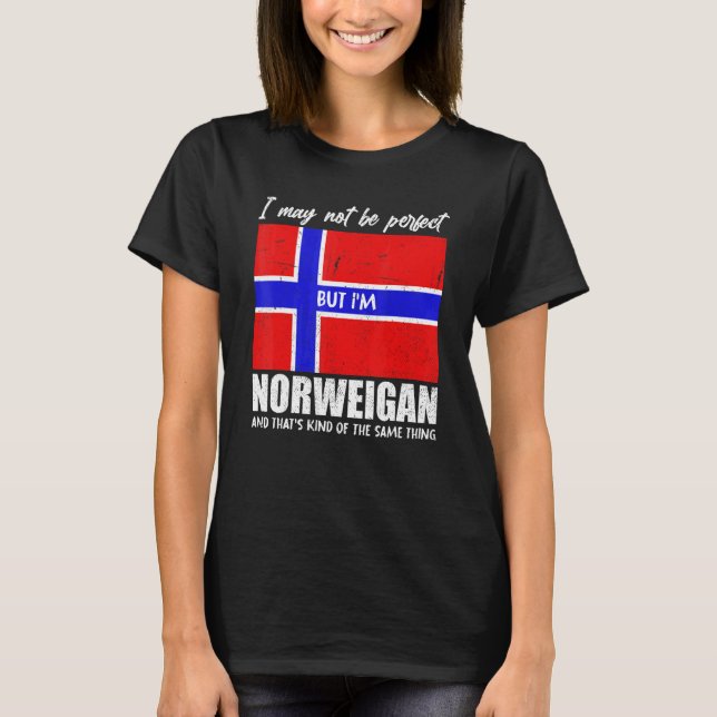 Flagga Proud Norw Pride Skandinavien Norge T Shirt (Framsida)