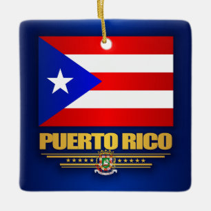 Flagga Puerto Rico Julgransprydnad Keramik