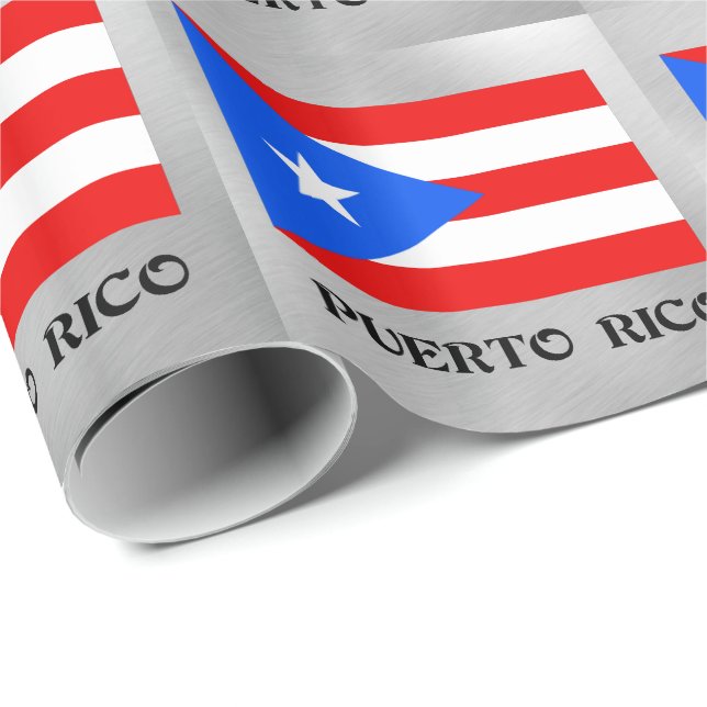 Flagga Puerto Rico Presentpapper (Rullad Hörn)