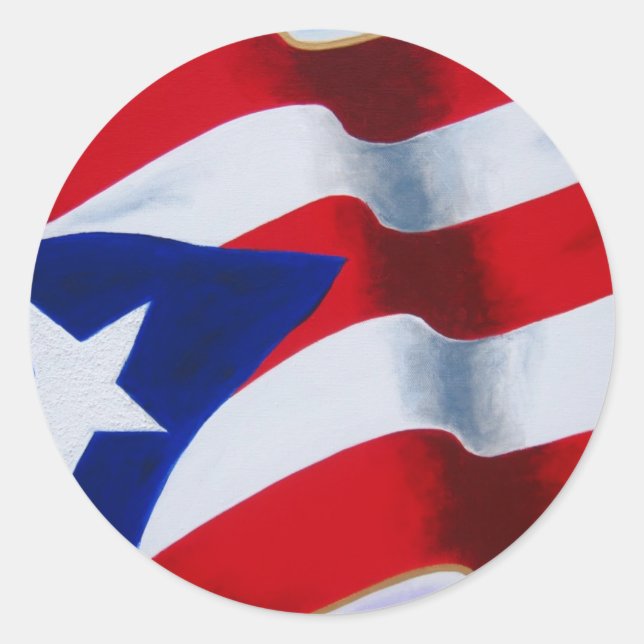 Flagga Puerto Rico Runt Klistermärke (Framsida)