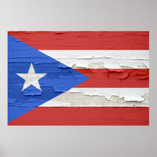 Flagga Puerto Rico Weasted Paint Poster