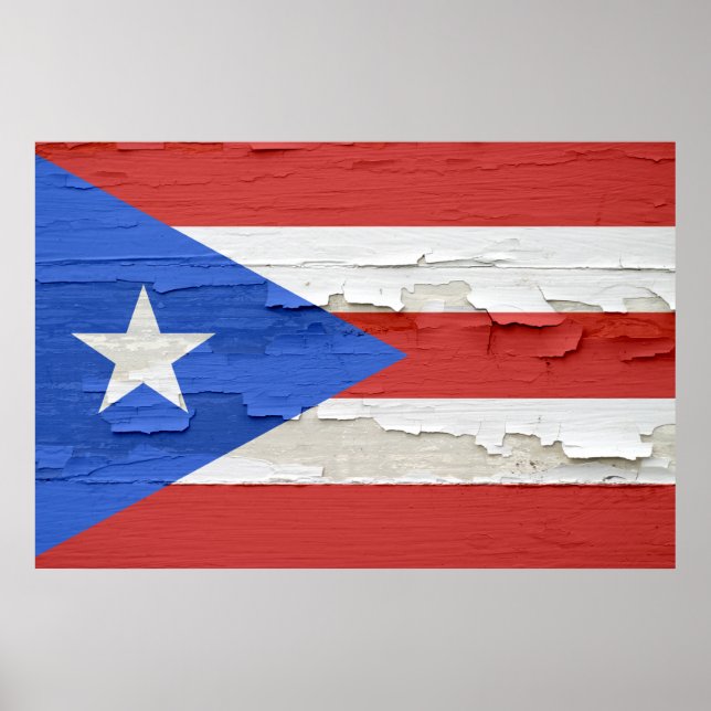 Flagga Puerto Rico Weasted Paint Poster (Framsidan)
