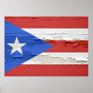 Flagga Puerto Rico Weasted Poster