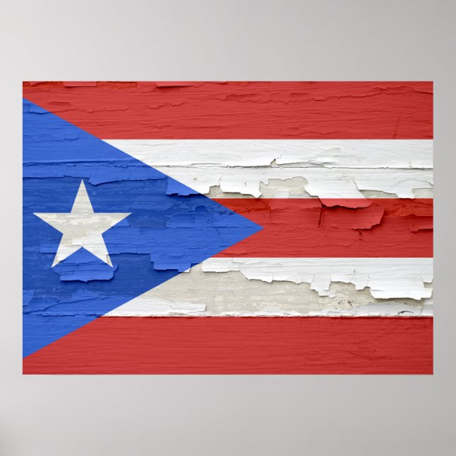 Flagga Puerto Rico Weasted Poster (Framsidan)