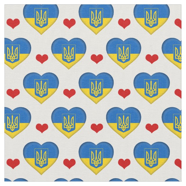 Flagga & Red Heart mode Fabric/Ukraina Tyg (Närbild)