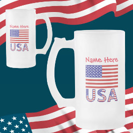 FLAGGA Red Personalization USA USA, USA, Stater US Frostat Ölglas
