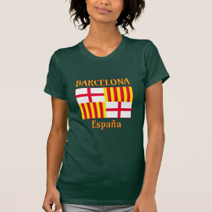 Flagga Red White Gult Barcelona Graphic T Shirt