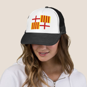 Flagga Red White-Gulten Barcelonanationalistkonst Keps