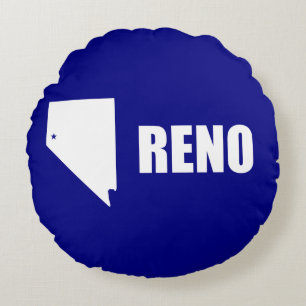 Flagga Reno, Nevada Round Pillow Rund Kudde