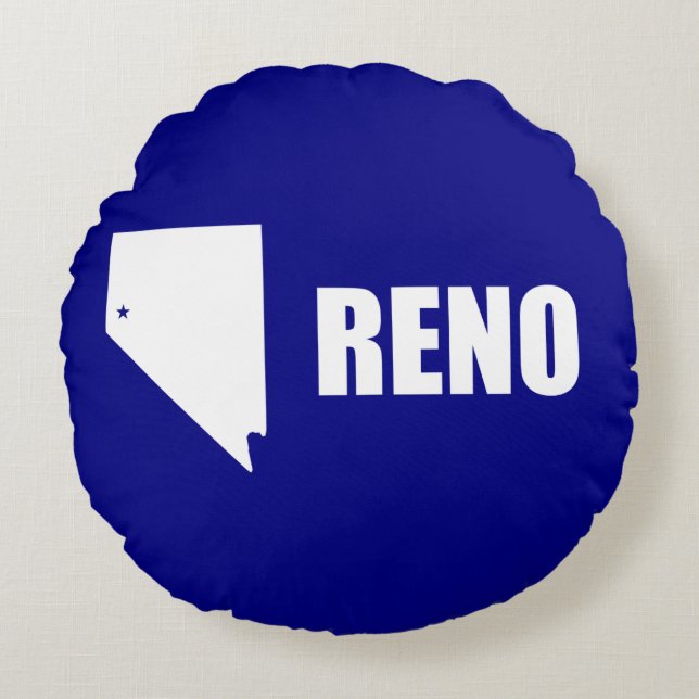 Flagga Reno, Nevada Round Pillow Rund Kudde (Framsidan)