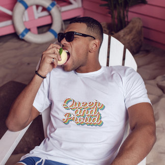 FLAGGA RETRO AESTETIK FÖR QUEER OCH PROUD RAINBOW  T SHIRT