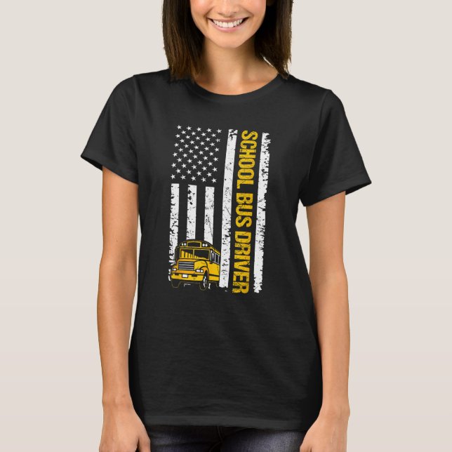Flagga Retro Vintage  Buss Driver T Shirt (Framsida)