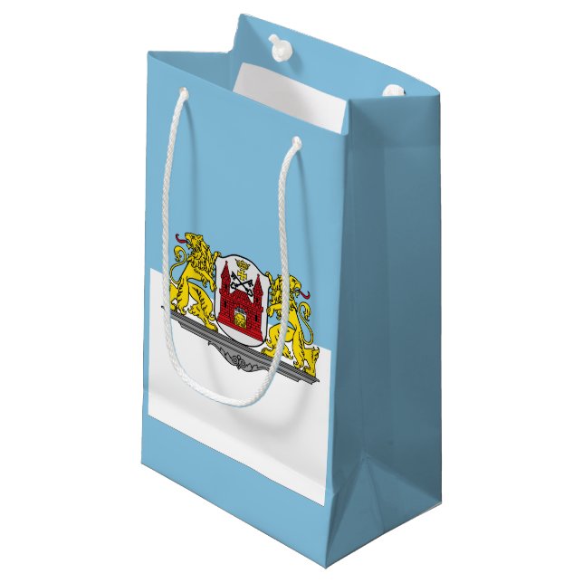 Flagga Riga, Lettland Liten presentpåse (Framsidan Vinklad)