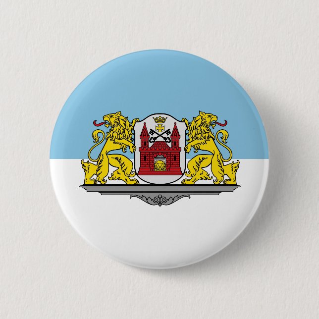 Flagga Riga, Lettland Pinback Button Knapp (Framsida)