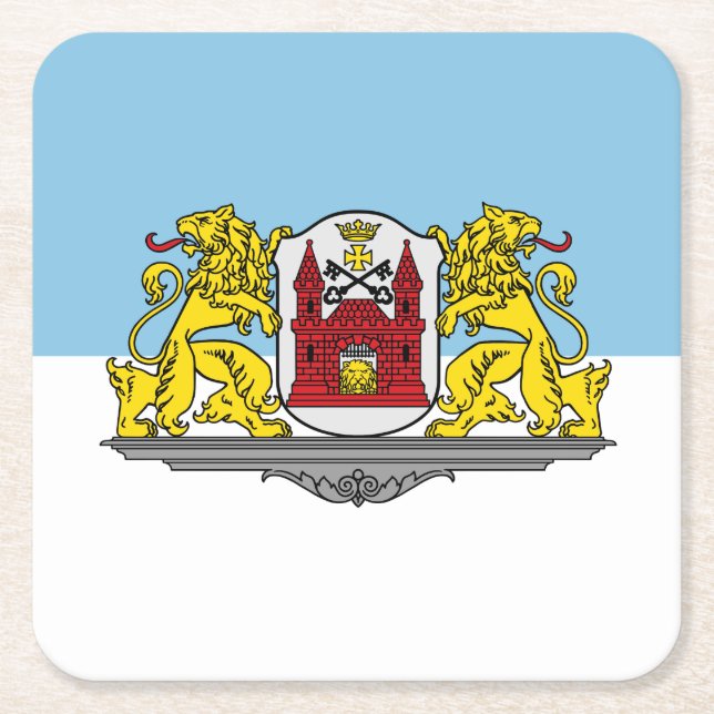Flagga Riga, Lettlands Pappra Underlägg Papper Kvadrat (Framsidan)