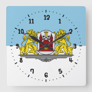 Flagga Riga, Lettlands Square Wall Clock Fyrkantig Klocka