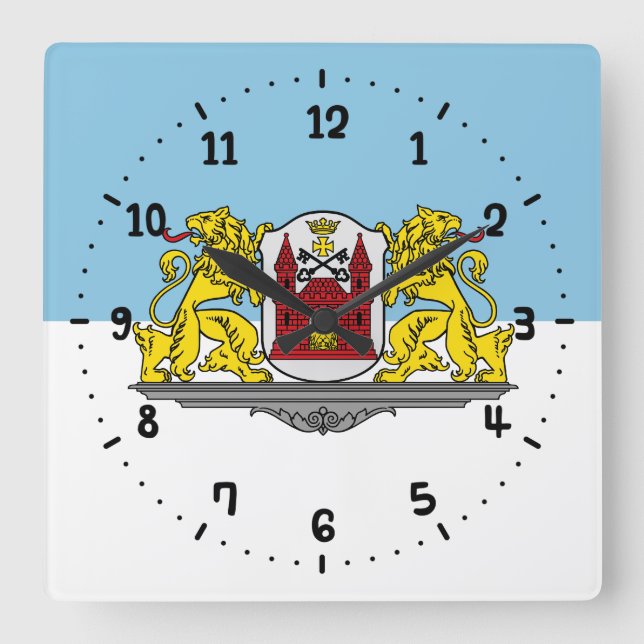 Flagga Riga, Lettlands Square Wall Clock Fyrkantig Klocka (Framsida)