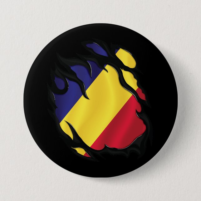 Flagga Rippad rumänien Knapp (Framsida)
