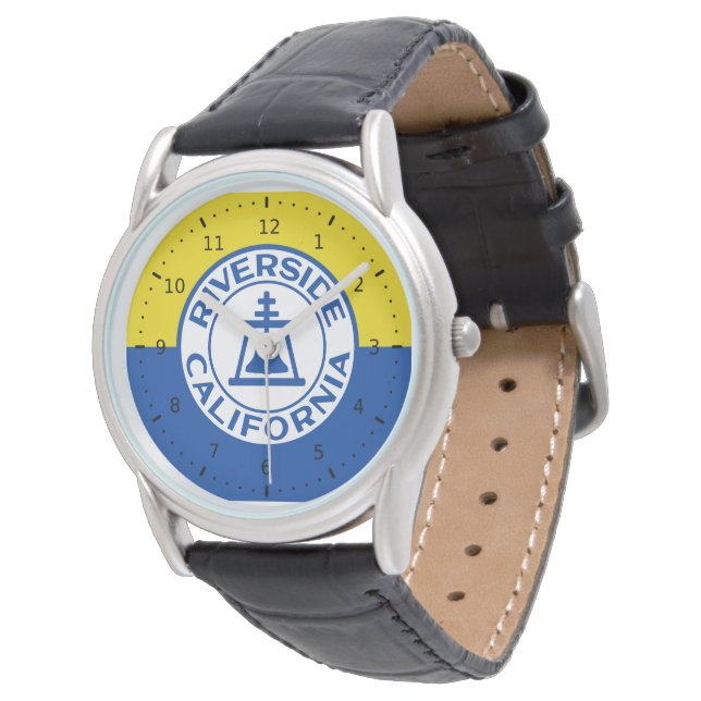 Flagga Riverside, Kalifornien Armbandsur (Vinklad)