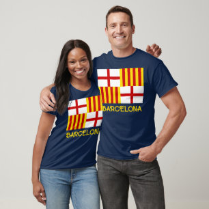 Flagga Röd Vit Gul Barcelona Nationalistisk Konst T Shirt