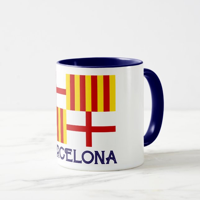 Flagga Röd Vit Gul Blå Barcelonansk Nationalist Mugg (Framsida höger)