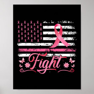 Flagga Rosa om bröstcancermedvetenhet Ribbon Fight Poster