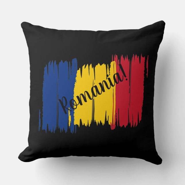 Flagga rumänien, pensel kudde (Framsida)