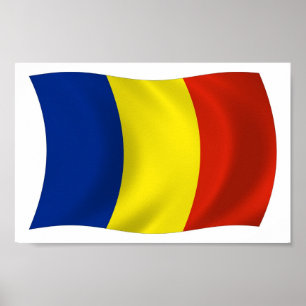 Flagga rumänien Poster Skriv ut