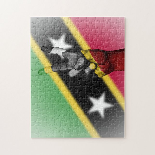 Flagga Saint Kitts. Pussel (Vertikal)