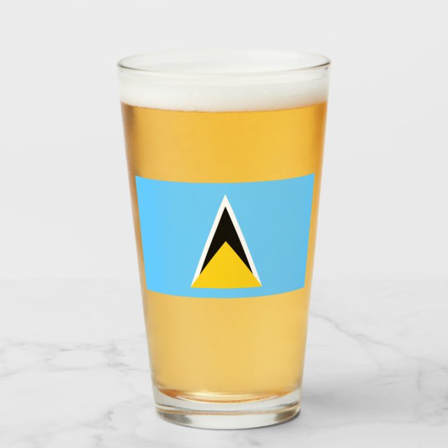 Flagga Saint Lucia (Saint Lucia) (Karibien) Glaskopp (Framsida fylld)
