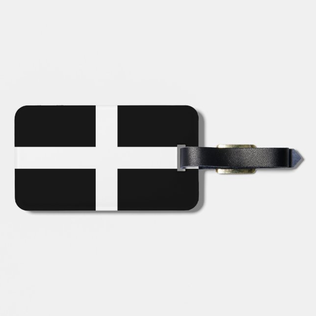 Flagga Saint Pirans i Cornwall Bagagebricka (Baksida Vågrät)